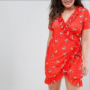 ASOS Curve Frill Hem Wrap Dress